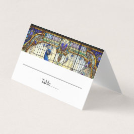 Tarjeta de lugar plegable de pluma de pavo real