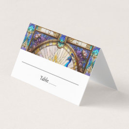 Tarjeta de lugar plegable de pluma de pavo real