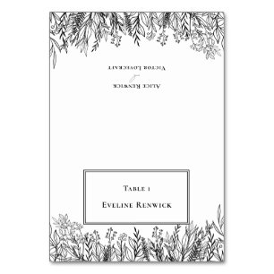 Tarjeta de lugar plegable de verde blanco y negro