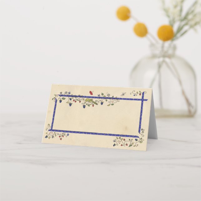 Tarjeta de lugar plegada de animales medievales (Anverso)