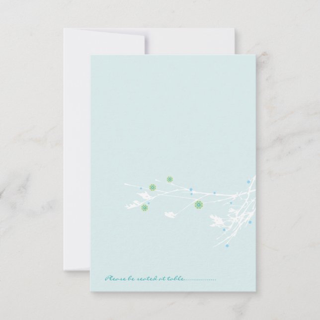 Tarjeta de lugar plegada de flor de nieve de rama  (Anverso)