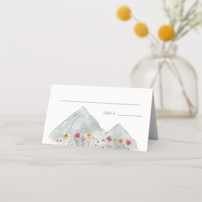 Tarjeta de lugar plegada de la montaña de flores s (Anverso)