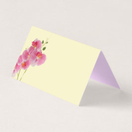 Tarjeta de lugar plegada de orquídea pastel