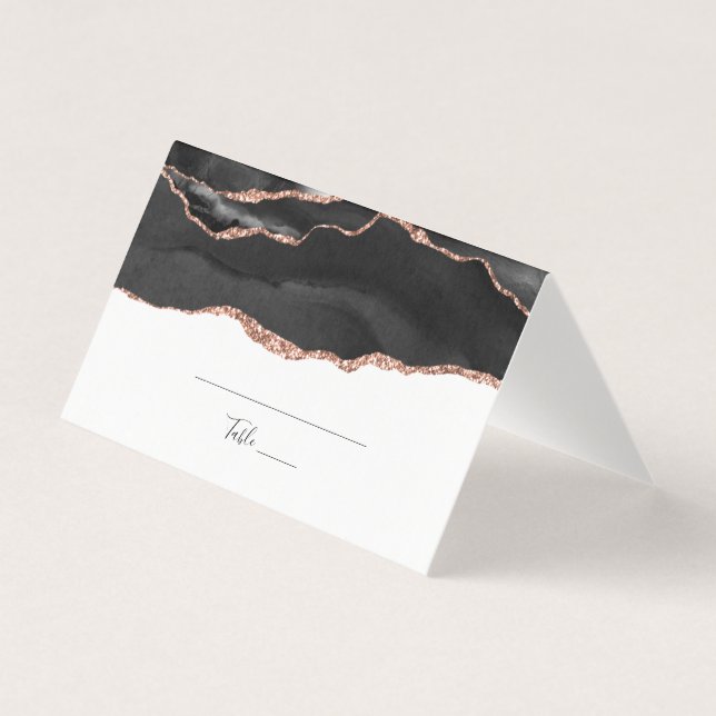Tarjeta de lugar plegada elegante con brillo de or (Anverso)