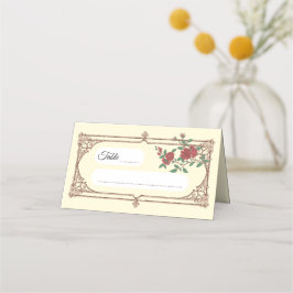 Tarjeta de lugar plegada para boda romántica medie