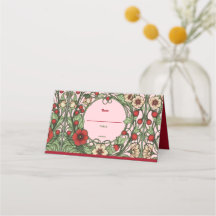 Tarjeta de lugar plegado Art Nouveau de vintage Ga