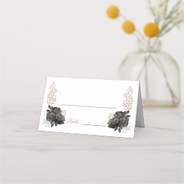 Tarjeta de lugar plegado Black and Gold Quinceañer