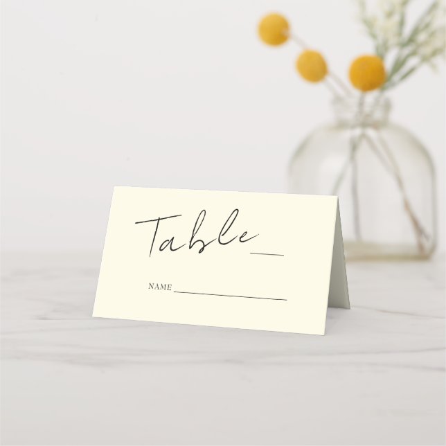 Tarjeta de lugar plegado Boda amarillo (Anverso)