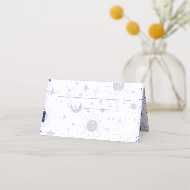 Tarjeta de lugar plegado Boda celeste (Anverso)