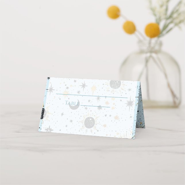 Tarjeta de lugar plegado Boda celeste (Anverso)