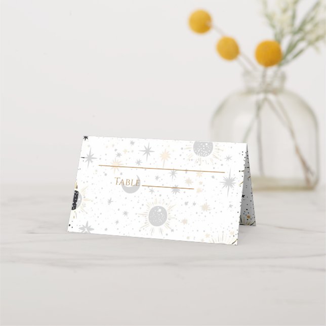 Tarjeta de lugar plegado Boda celeste (Anverso)
