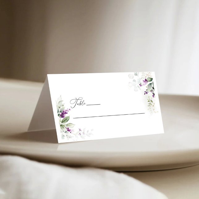 Tarjeta de lugar plegado Boda de lavanda de vegeta (Subido por el creador)