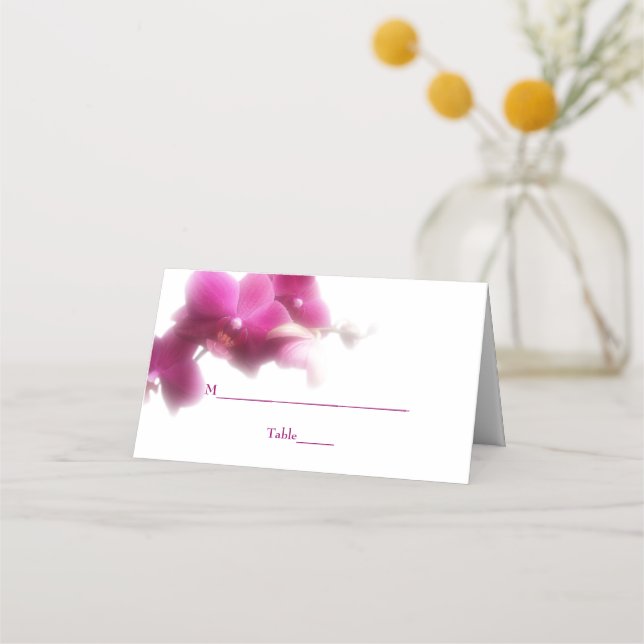 Tarjeta de lugar plegado Boda de orquídeas rosadas (Anverso)