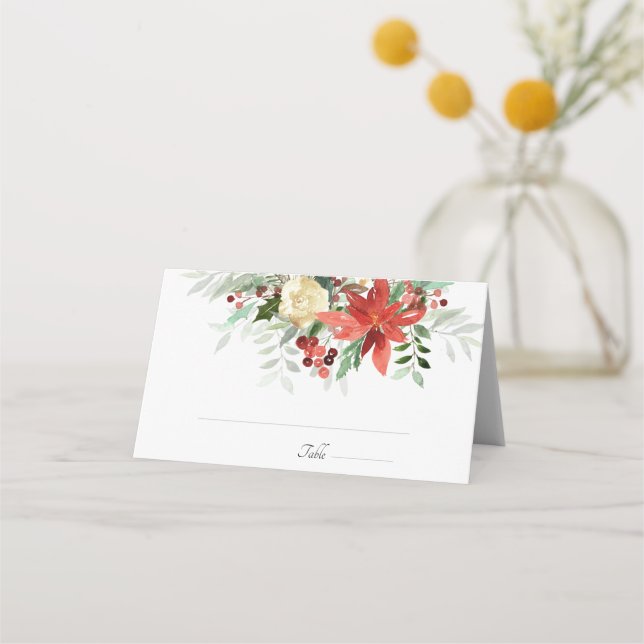 Tarjeta de lugar plegado Boda navidades (Anverso)