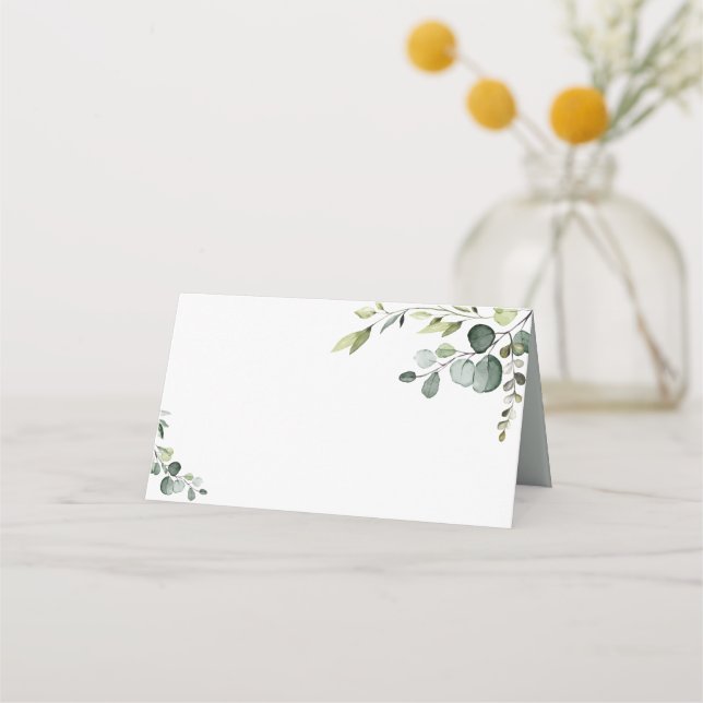 Tarjeta de lugar plegado Boho Eucalyptus Greenery  (Anverso)