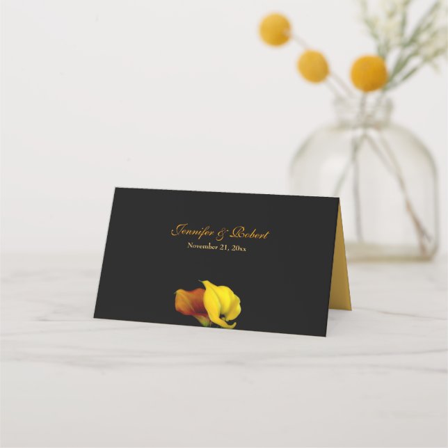 Tarjeta de lugar plegado Calla Lily Boda (Reverso)