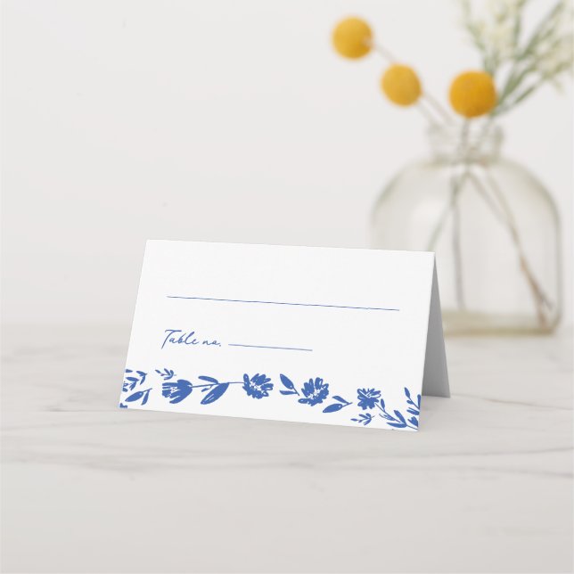 Tarjeta de lugar plegado de Boda floral dibujado c (Anverso)