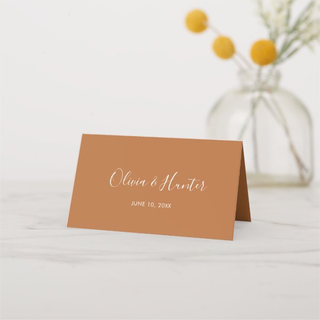 Tarjeta de lugar plegado de Boda Minimalista Terra (Reverso)