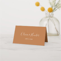 Tarjeta de lugar plegado de Boda Minimalista Terra
