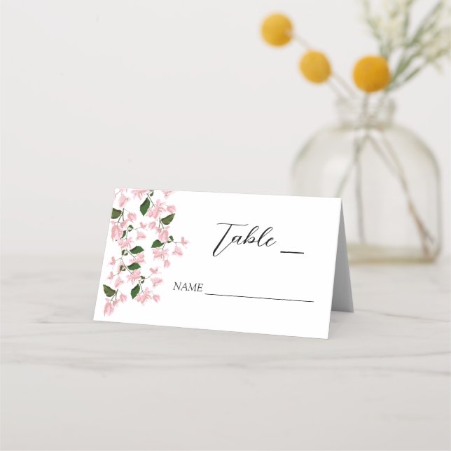 Tarjeta de lugar plegado de la flor blanca de las  (Anverso)