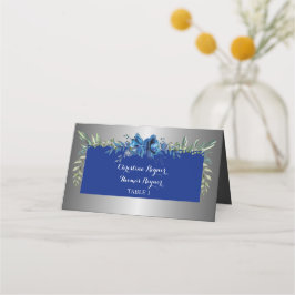 Tarjeta de lugar plegado de Petals plateados de am