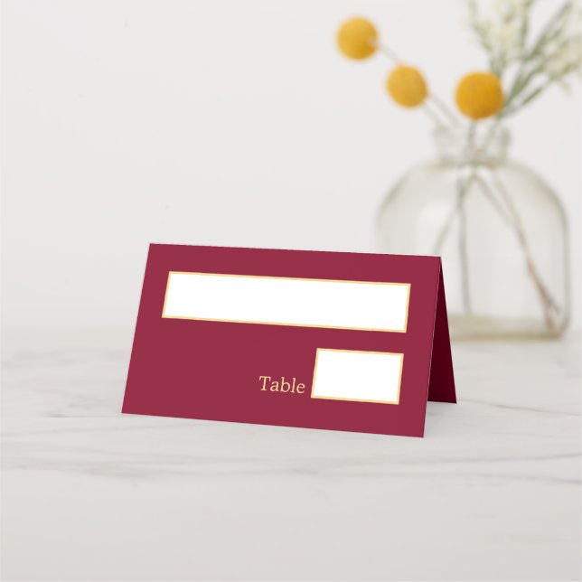 Tarjeta de lugar plegado del Boda beige dorado de  (Anverso)
