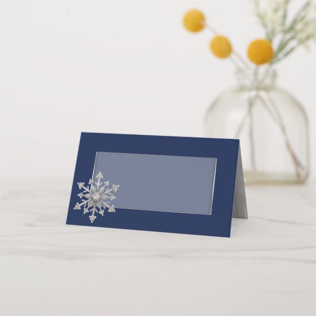 Tarjeta de lugar plegado del Boda de copo de nieve (Anverso)
