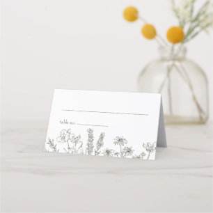 Tarjeta de lugar plegado del Boda de flores silves