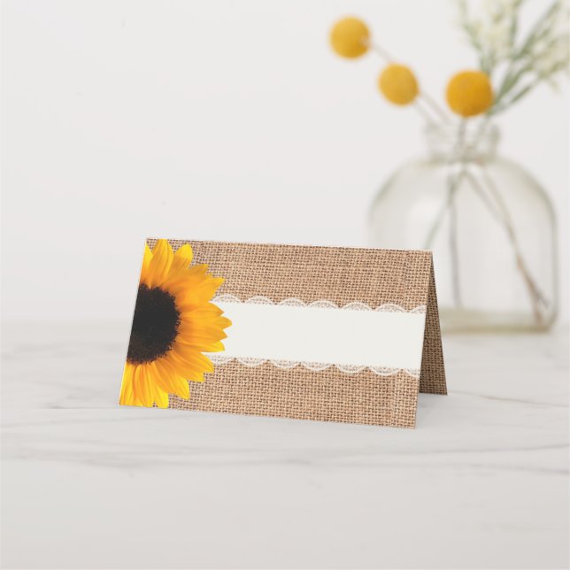 Tarjeta de lugar plegado del Boda de girasol de Bu (Anverso)