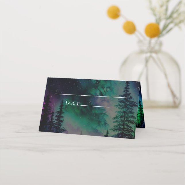 Tarjeta de lugar plegado del Boda de luz celestial (Anverso)