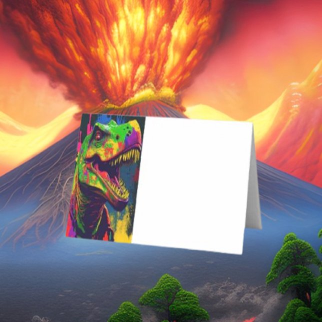 Tarjeta de lugar plegado Dino (dinosaur,banner,sign,birthday,party,dino,t rex,jurassic,personalized,for kids)