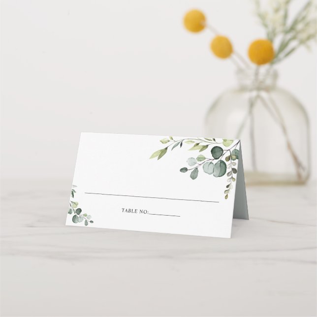Tarjeta de lugar plegado Eucalyptus plegado de veg (Anverso)