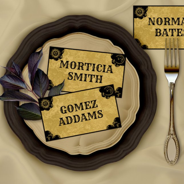 Tarjeta de lugar plegado gótico, vintage (Gothic Spirit Board Wedding Reception Place cards)