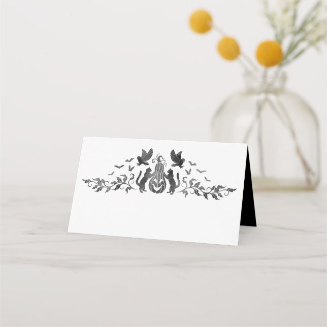 Tarjeta de lugar plegado para Boda gótico tema de  (Anverso)