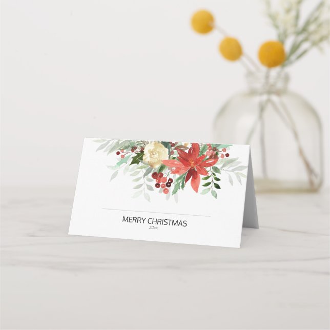 Tarjeta de lugar plegado para la cena navideña (Anverso)