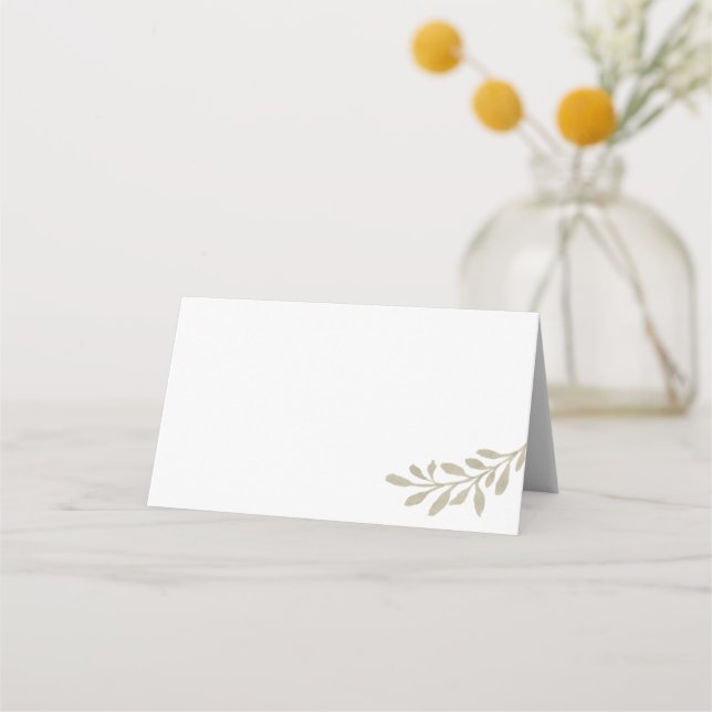 Tarjeta de lugar plegado Sage Green Leaf (Reverso)