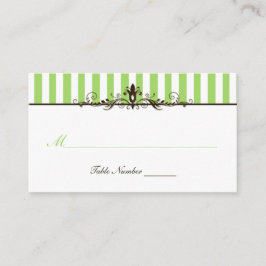 Tarjeta de lugar rayada verde, marrón y blanco