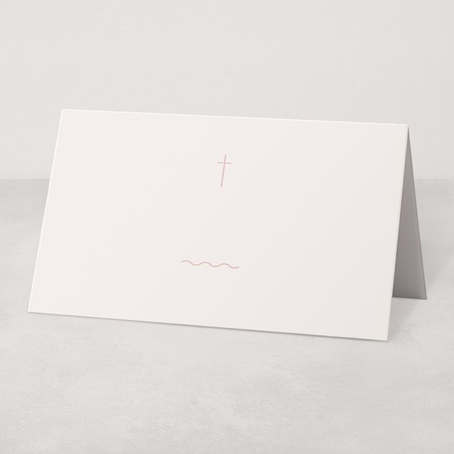 Tarjeta de lugar religioso o etiqueta de buffet Gr (Grace | Blush - Folded Buffet or Place Card for Handwriting)