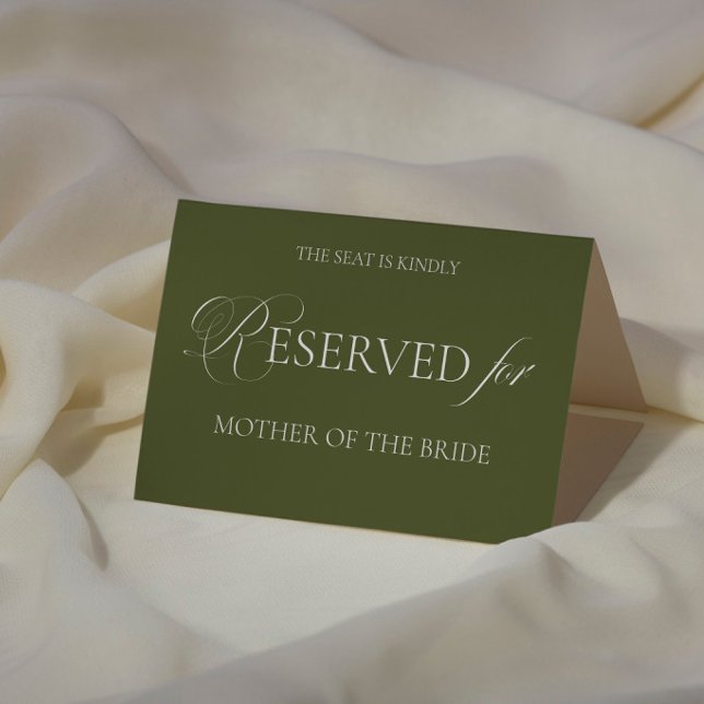 Tarjeta de lugar reservado para boda en verde oliv (Subido por el creador)