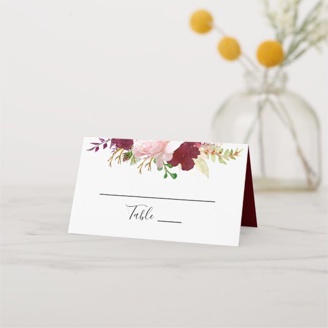 Tarjeta de lugar rojo tropical y romántico para Bo (Anverso)
