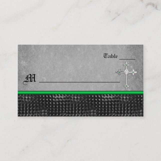 Tarjeta de lugar verde y negro de la Cruz Celta Es (Anverso)