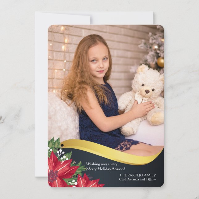 Tarjeta de lujo del día de fiesta de la foto de la (Anverso)