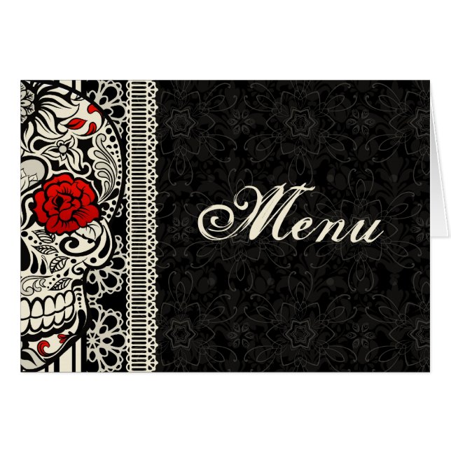 Tarjeta de lujo del menú de la tabla de la boda (Anverso (Horizontal))