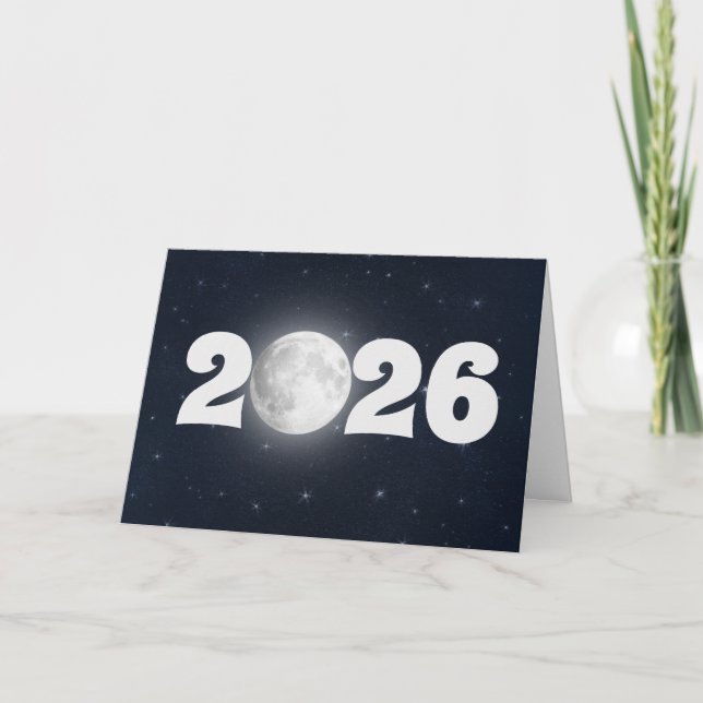 Tarjeta de luna completa de Año Nuevo 2026 (Anverso)