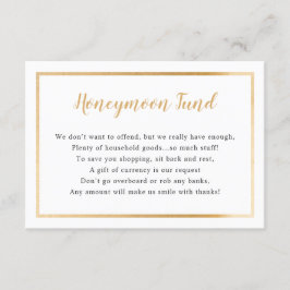 Tarjeta de luna de miel boda | marco oro simple