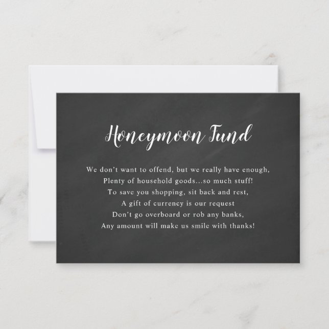 Tarjeta de luna de miel boda | pizarra (Anverso)