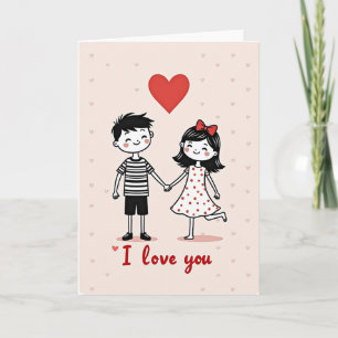 Tarjeta de lunares Cute I Love You