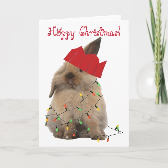 Tarjeta de lúpulo del conejito del navidad (Anverso)