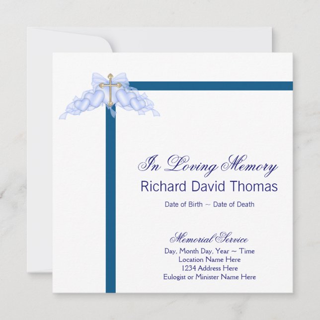 Tarjeta de luto azul marino del hombre (Anverso)