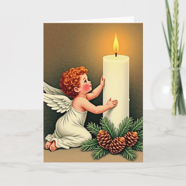 Tarjeta de luz de ángel de Navidad (Anverso)